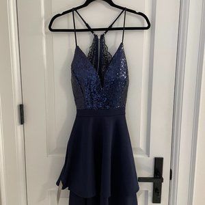 Le Chateau Navy Blue Dress With Sequins top
